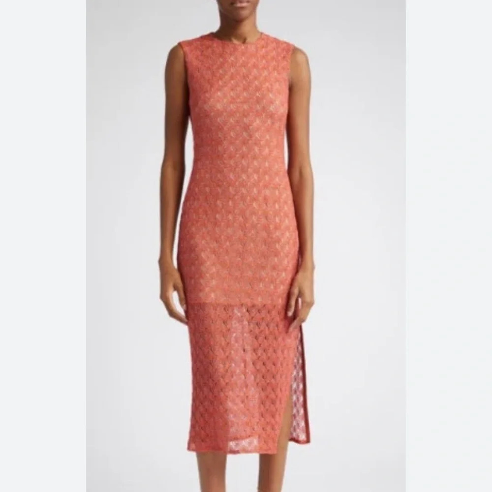 Missoni Coral Sheer Knit Midi Dress